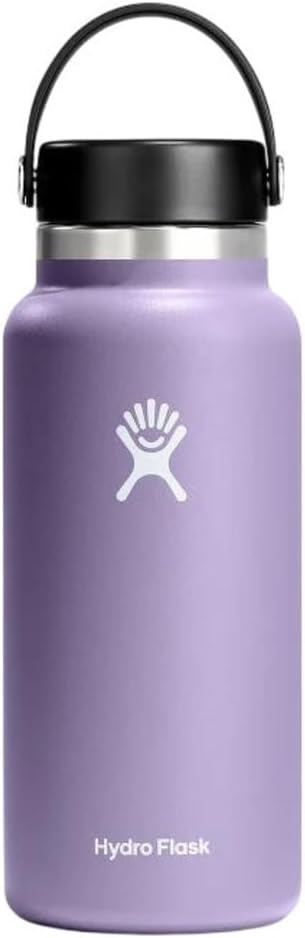 Hydro Flask Water Bottle - Insulated Stainless Steel - Wide Mouth Flex Lid, Non Spill, Leakproof and Refillable in 32 Oz Black