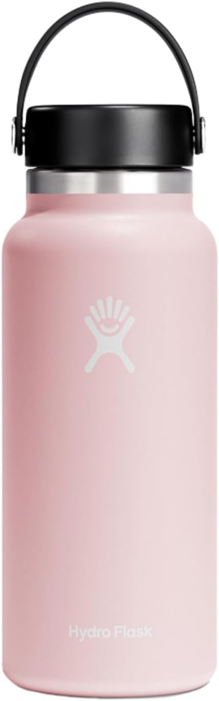 Hydro Flask Water Bottle - Insulated Stainless Steel - Wide Mouth Flex Lid, Non Spill, Leakproof and Refillable in 32 Oz Black