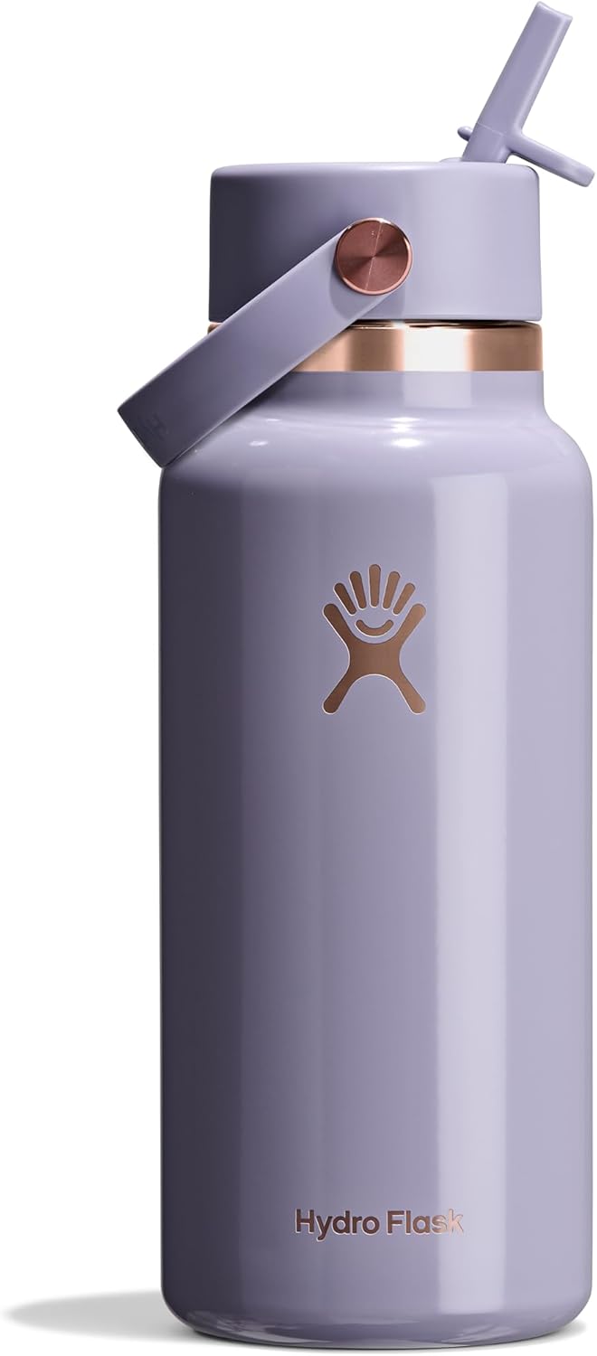 Hydro Flask Water Bottle - Insulated Stainless Steel - Wide Mouth Flex Straw Lid, Non Spill, Leakproof and Refillable in 40 Oz Aloe Green