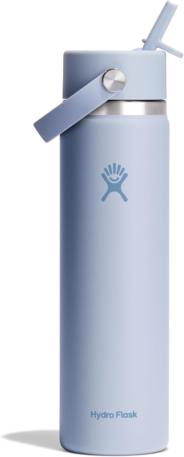 Hydro Flask Water Bottle - Insulated Stainless Steel - Wide Mouth Flex Straw Lid, Non Spill, Leakproof and Refillable in 40 Oz Aloe Green