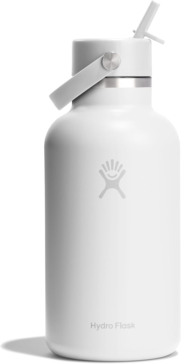 Hydro Flask Water Bottle - Insulated Stainless Steel - Wide Mouth Flex Straw Lid, Non Spill, Leakproof and Refillable in 40 Oz Aloe Green