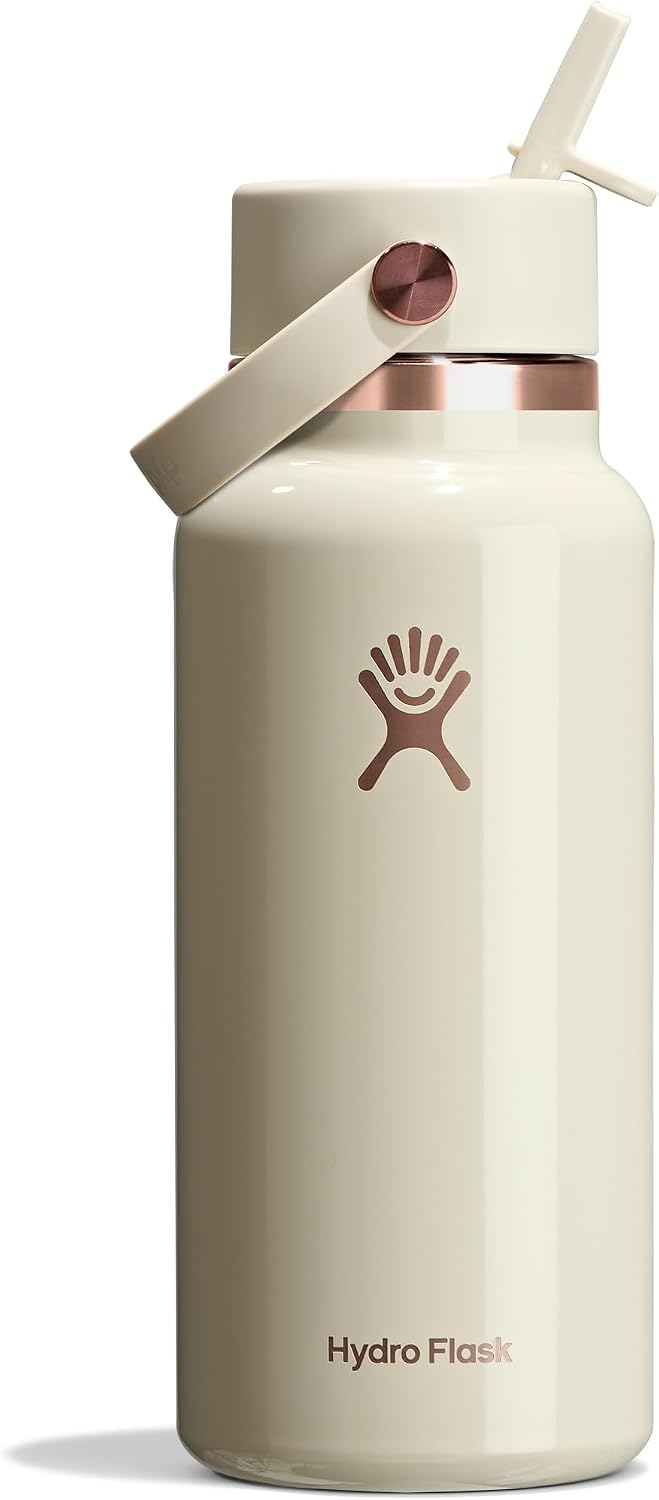 Hydro Flask Water Bottle - Insulated Stainless Steel - Wide Mouth Flex Straw Lid, Non Spill, Leakproof and Refillable in 40 Oz Aloe Green