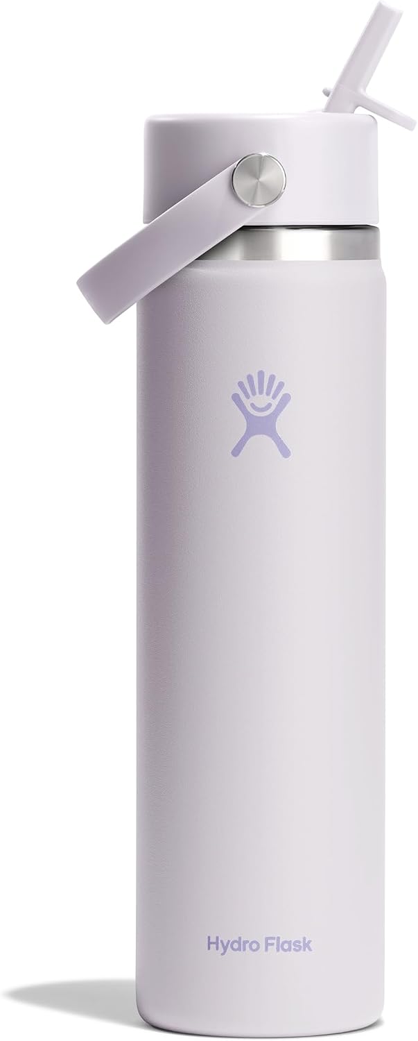 Hydro Flask Water Bottle - Insulated Stainless Steel - Wide Mouth Flex Straw Lid, Non Spill, Leakproof and Refillable in 40 Oz Aloe Green