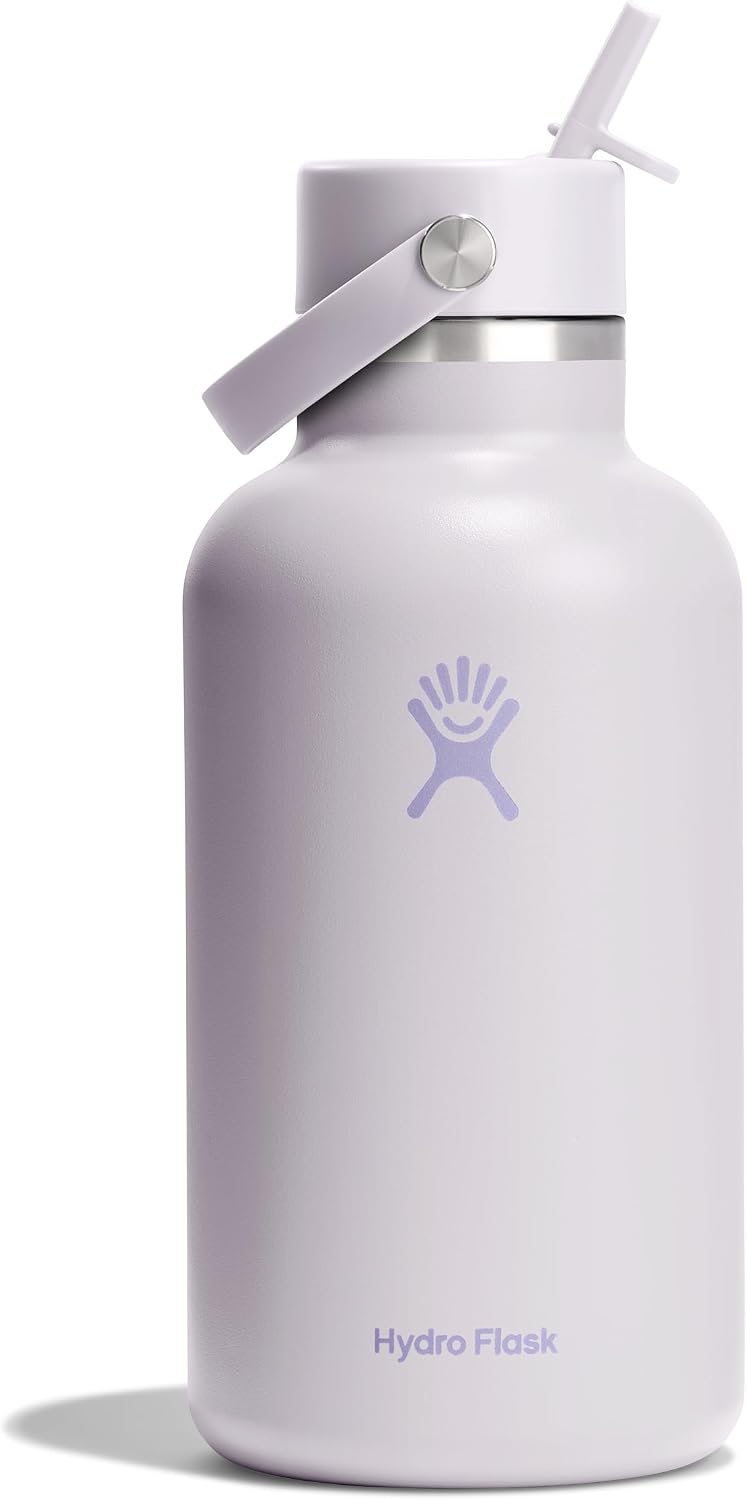 Hydro Flask Water Bottle - Insulated Stainless Steel - Wide Mouth Flex Straw Lid, Non Spill, Leakproof and Refillable in 40 Oz Aloe Green