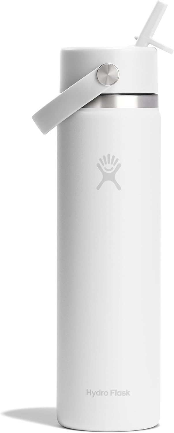 Hydro Flask Water Bottle - Insulated Stainless Steel - Wide Mouth Flex Straw Lid, Non Spill, Leakproof and Refillable in 40 Oz Aloe Green