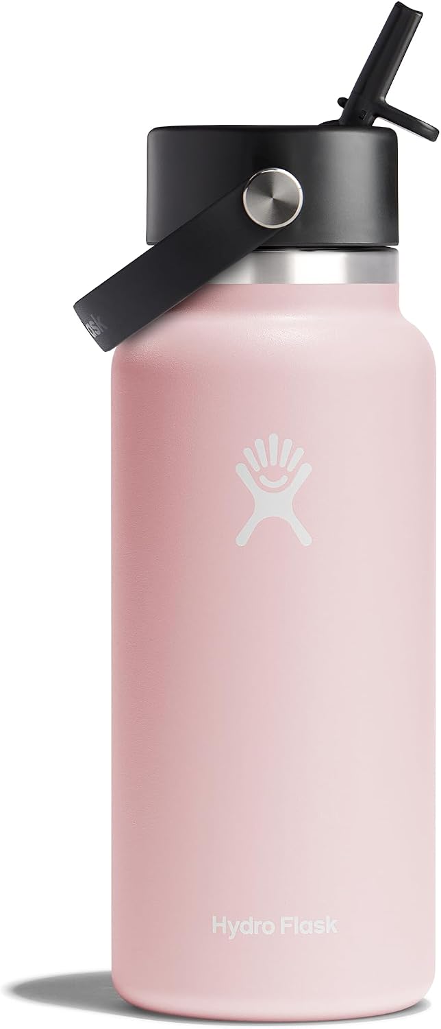 Hydro Flask Water Bottle - Insulated Stainless Steel - Wide Mouth Flex Straw Lid, Non Spill, Leakproof and Refillable in 40 Oz Aloe Green