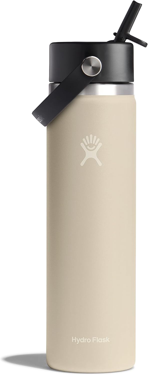 Hydro Flask Water Bottle - Insulated Stainless Steel - Wide Mouth Flex Straw Lid, Non Spill, Leakproof and Refillable in 40 Oz Aloe Green