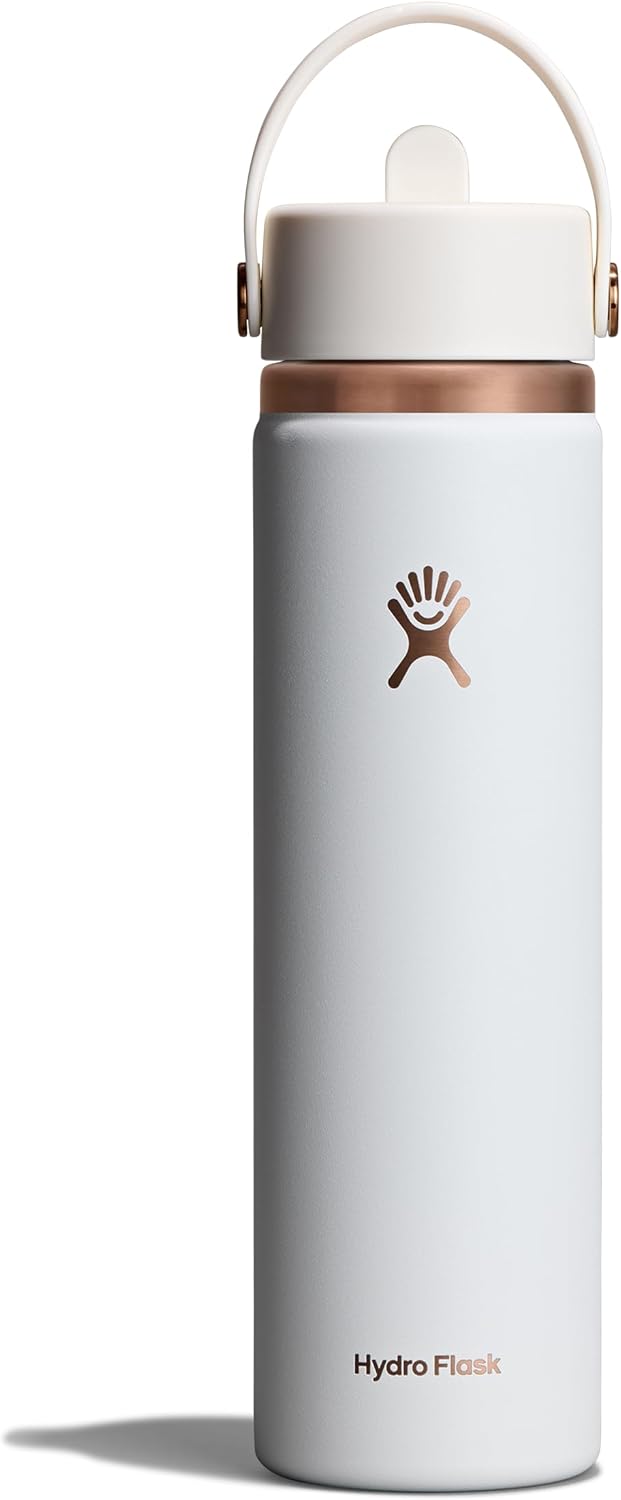 Hydro Flask Water Bottle - Insulated Stainless Steel - Wide Mouth Flex Straw Lid, Non Spill, Leakproof and Refillable in 40 Oz Aloe Green