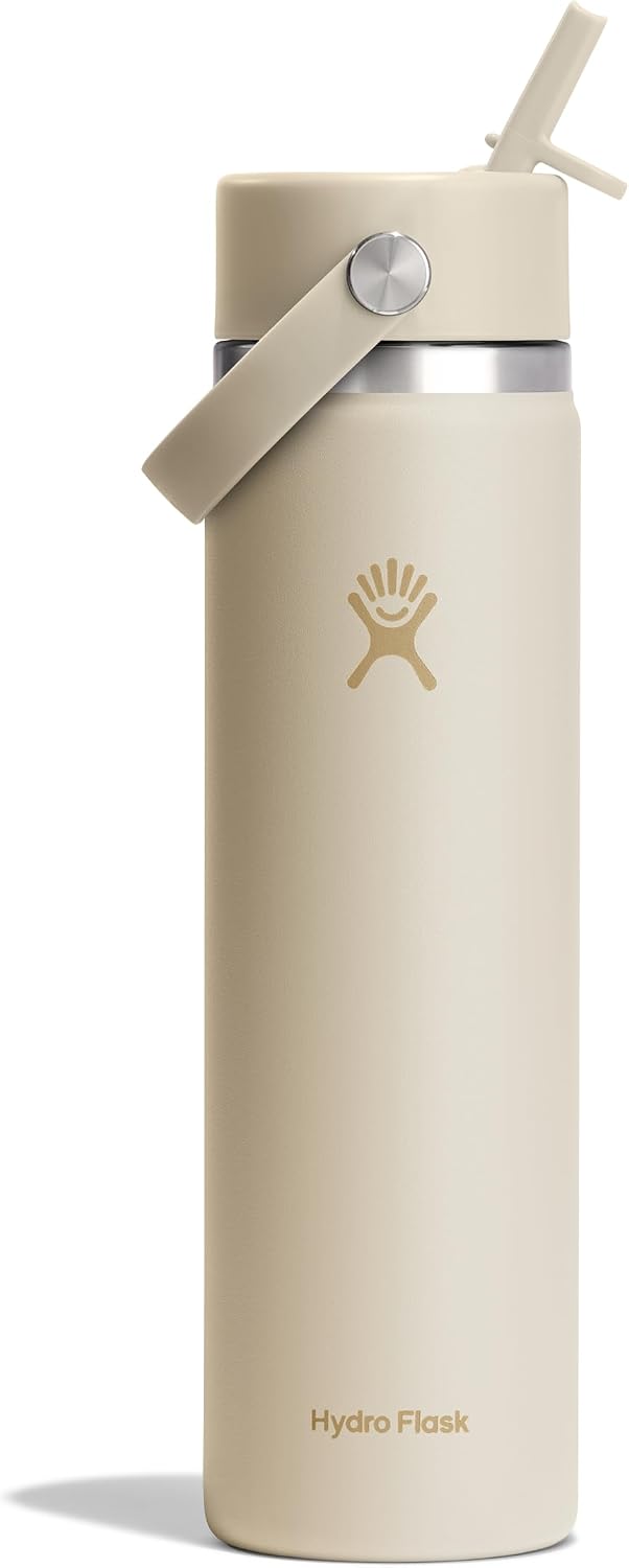 Hydro Flask Water Bottle - Insulated Stainless Steel - Wide Mouth Flex Straw Lid, Non Spill, Leakproof and Refillable in 40 Oz Aloe Green