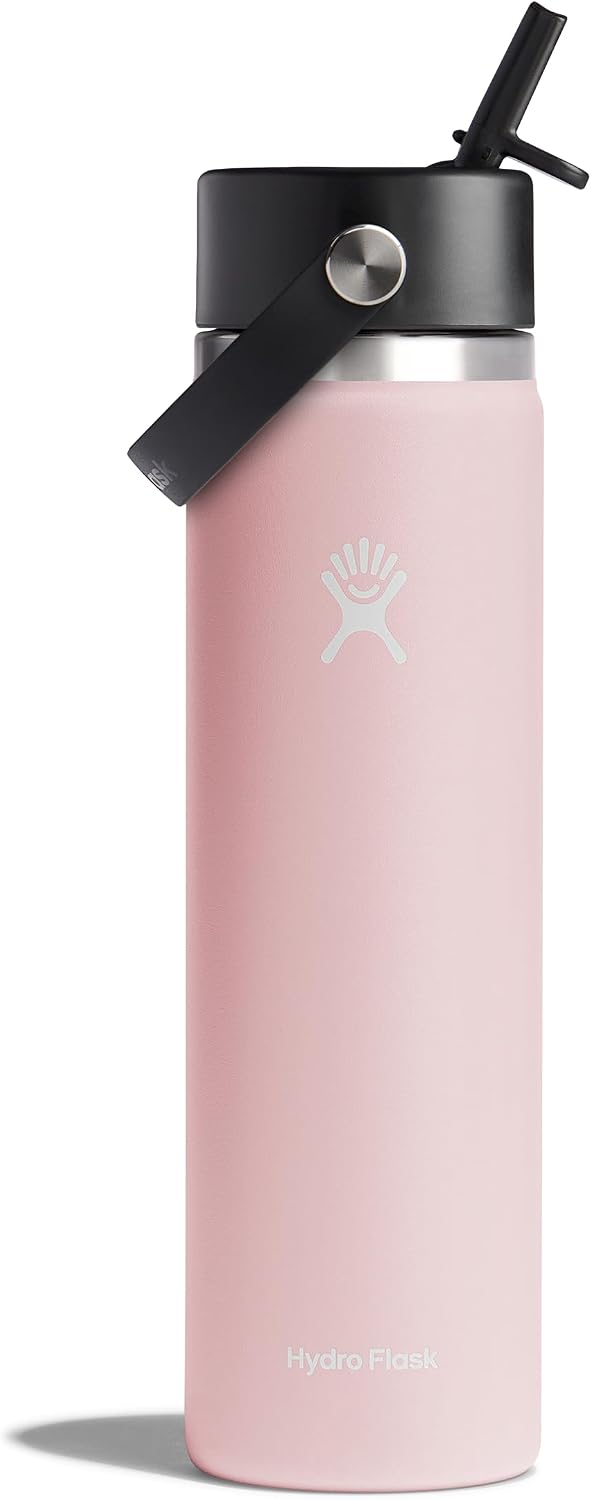 Hydro Flask Water Bottle - Insulated Stainless Steel - Wide Mouth Flex Straw Lid, Non Spill, Leakproof and Refillable in 40 Oz Aloe Green