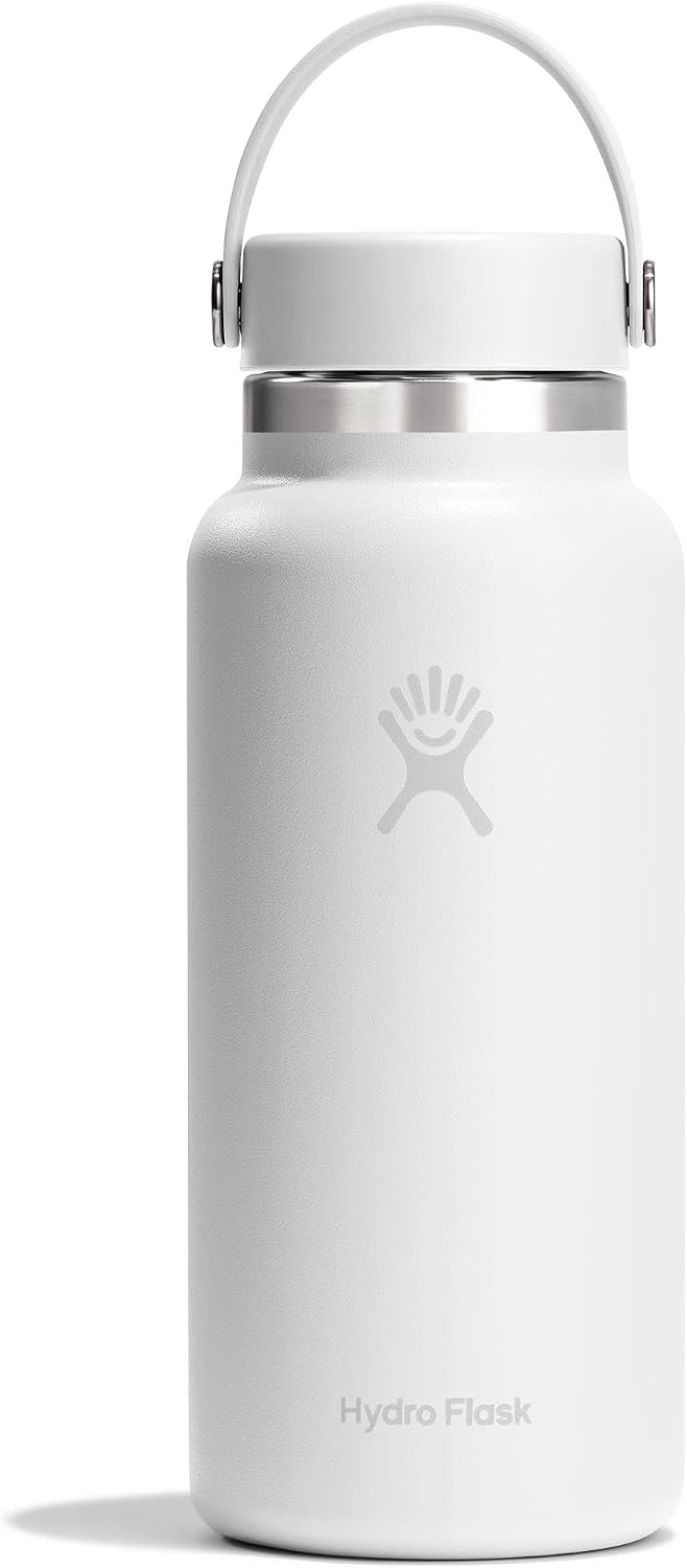 Hydro Flask Water Bottle - Insulated Stainless Steel - Wide Mouth Flex Lid, Non Spill, Leakproof and Refillable in 32 Oz Black