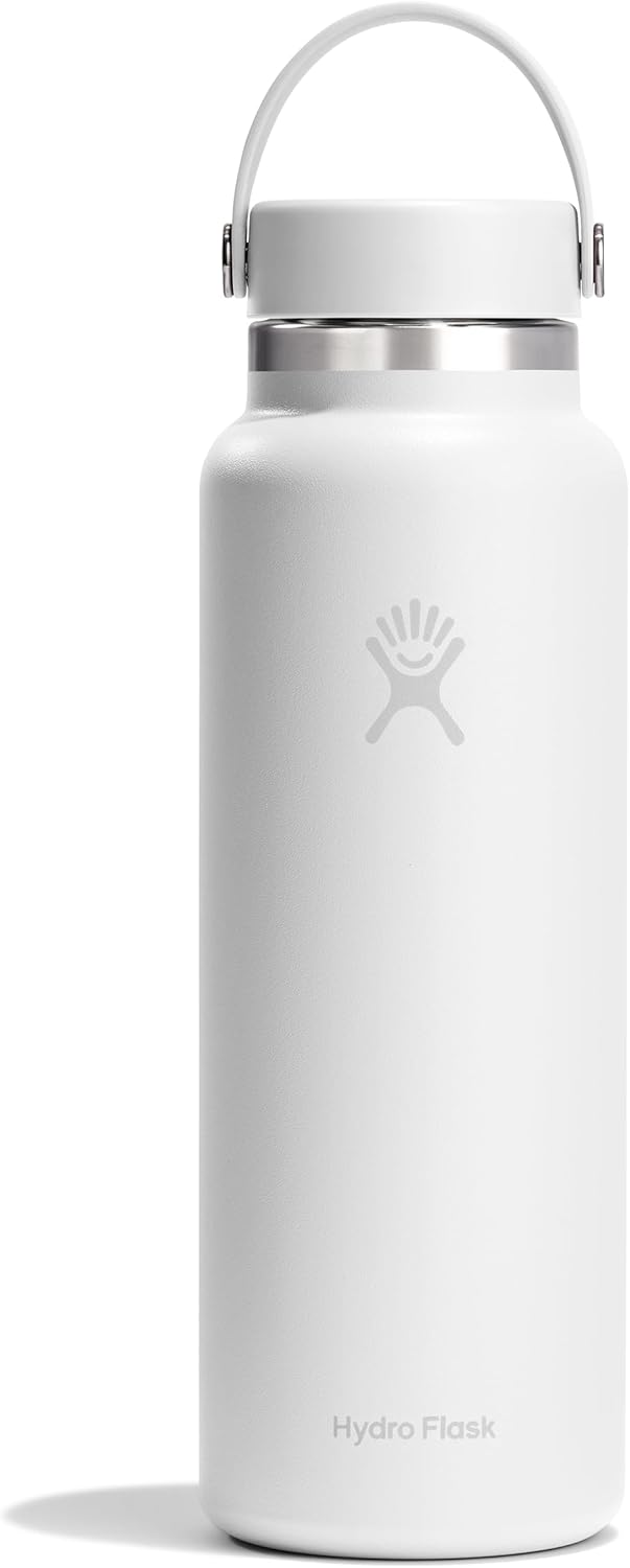 Hydro Flask Water Bottle - Insulated Stainless Steel - Wide Mouth Flex Lid, Non Spill, Leakproof and Refillable in 32 Oz Black