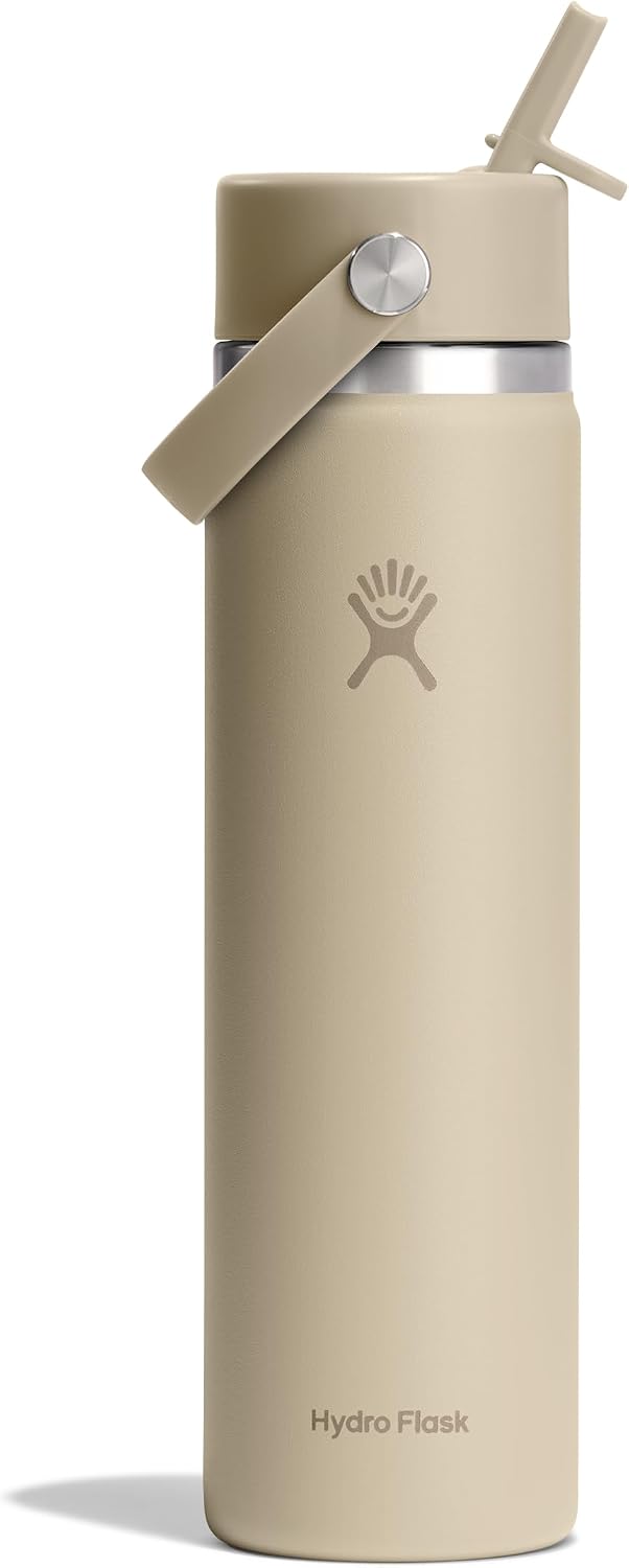 Hydro Flask Water Bottle - Insulated Stainless Steel - Wide Mouth Flex Straw Lid, Non Spill, Leakproof and Refillable in 40 Oz Aloe Green