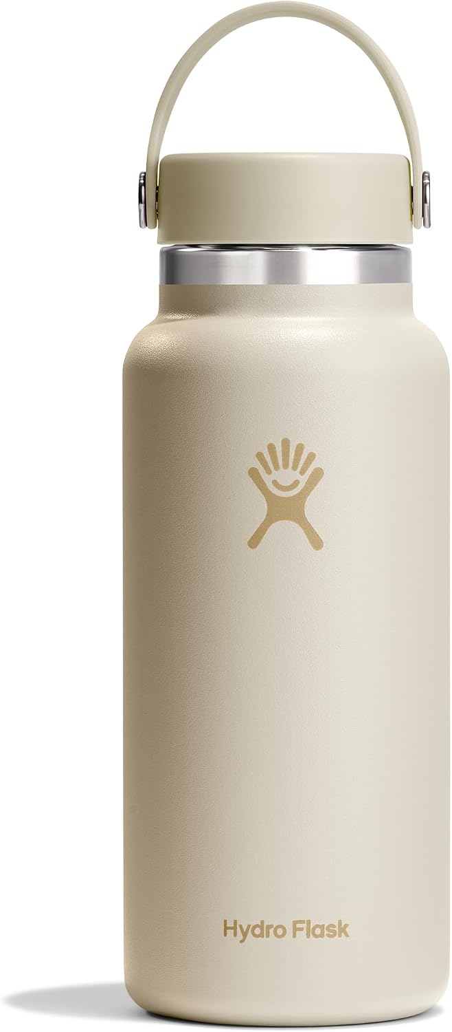 Hydro Flask Water Bottle - Insulated Stainless Steel - Wide Mouth Flex Lid, Non Spill, Leakproof and Refillable in 32 Oz Black