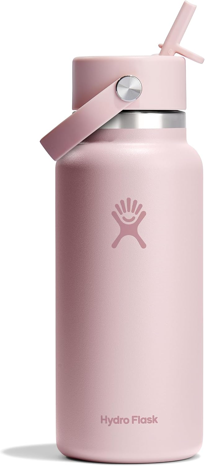 Hydro Flask Water Bottle - Insulated Stainless Steel - Wide Mouth Flex Straw Lid, Non Spill, Leakproof and Refillable in 40 Oz Aloe Green