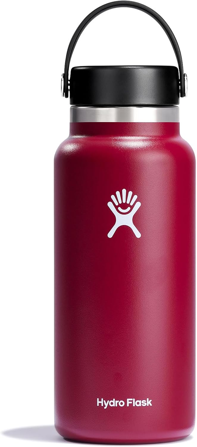 Hydro Flask Water Bottle - Insulated Stainless Steel - Wide Mouth Flex Lid, Non Spill, Leakproof and Refillable in 32 Oz Black