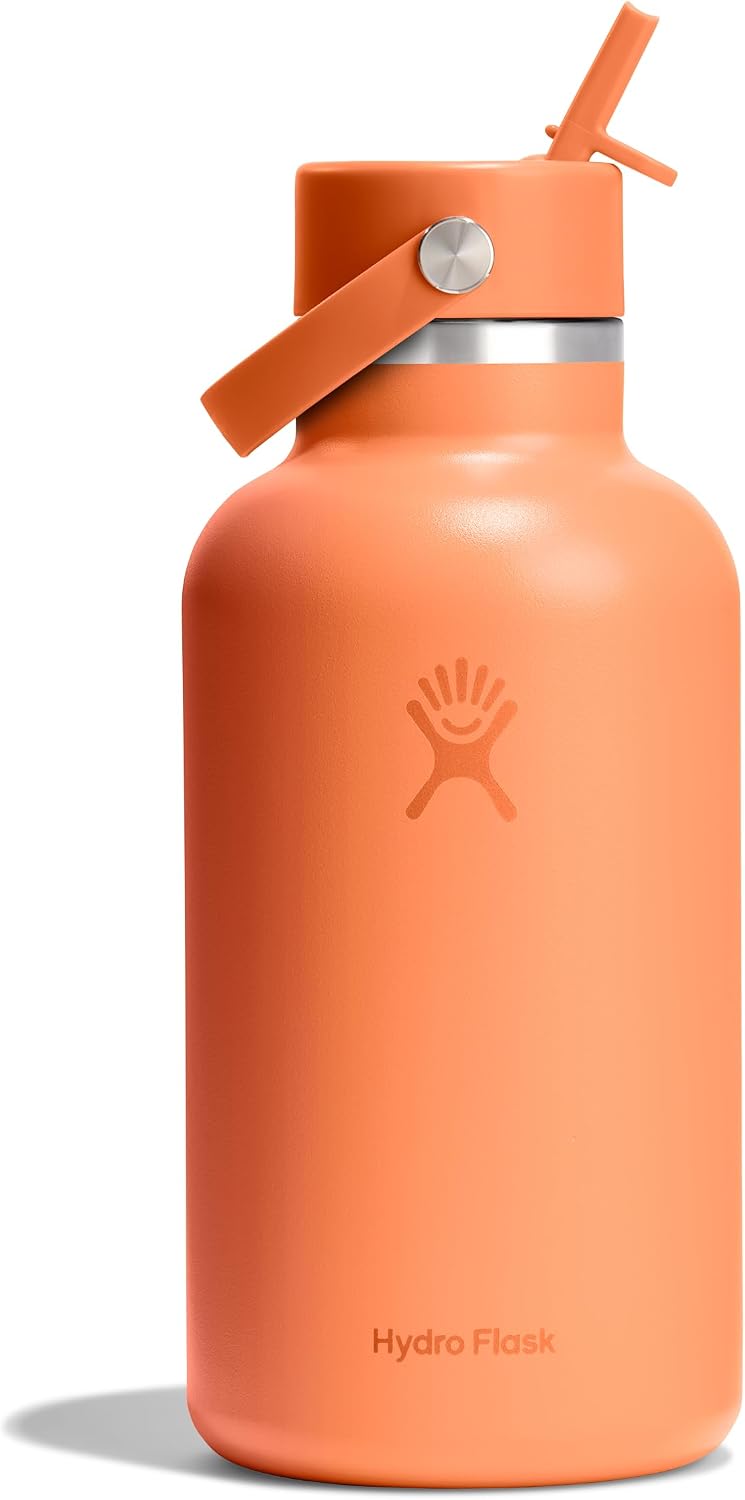 Hydro Flask Water Bottle - Insulated Stainless Steel - Wide Mouth Flex Straw Lid, Non Spill, Leakproof and Refillable in 40 Oz Aloe Green