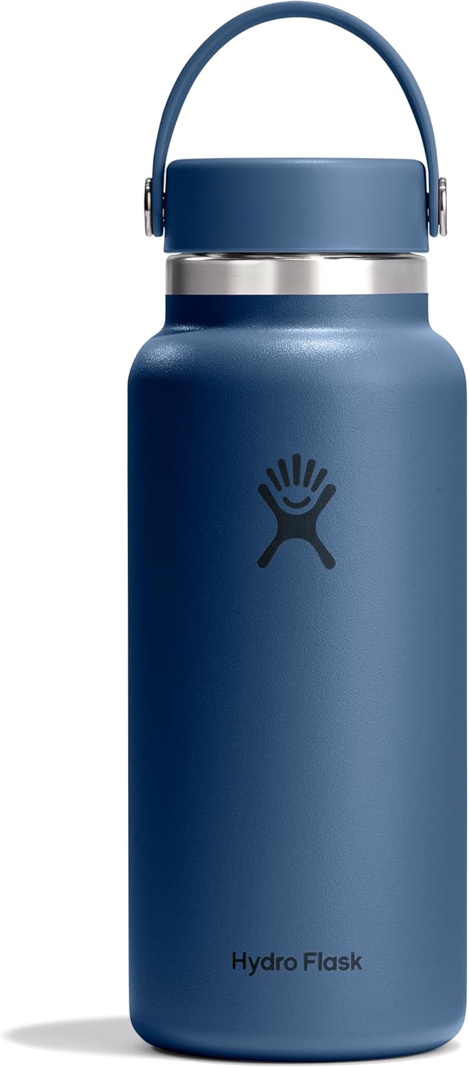 Hydro Flask Water Bottle - Insulated Stainless Steel - Wide Mouth Flex Lid, Non Spill, Leakproof and Refillable in 32 Oz Black