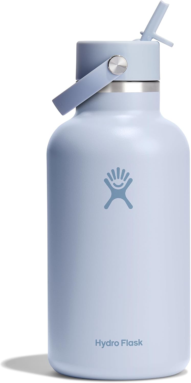 Hydro Flask Water Bottle - Insulated Stainless Steel - Wide Mouth Flex Straw Lid, Non Spill, Leakproof and Refillable in 40 Oz Aloe Green