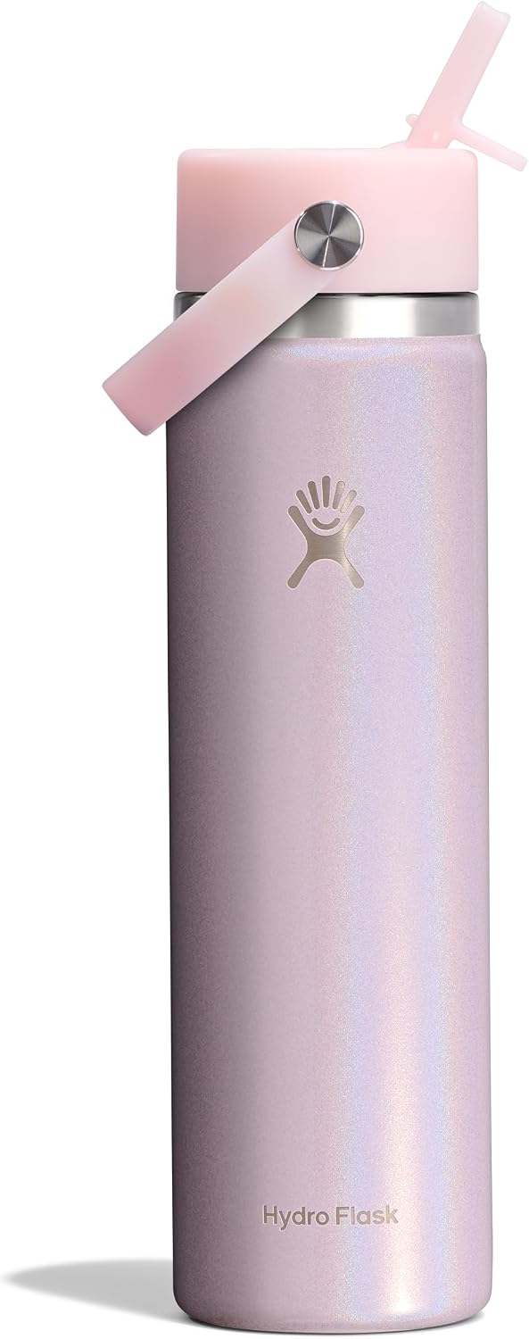 Hydro Flask Water Bottle - Insulated Stainless Steel - Wide Mouth Flex Straw Lid, Non Spill, Leakproof and Refillable in 40 Oz Aloe Green