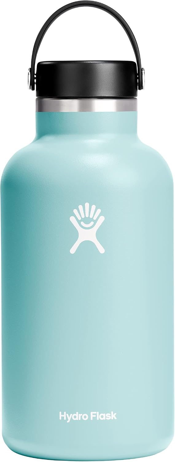 Hydro Flask Water Bottle - Insulated Stainless Steel - Wide Mouth Flex Lid, Non Spill, Leakproof and Refillable in 32 Oz Black