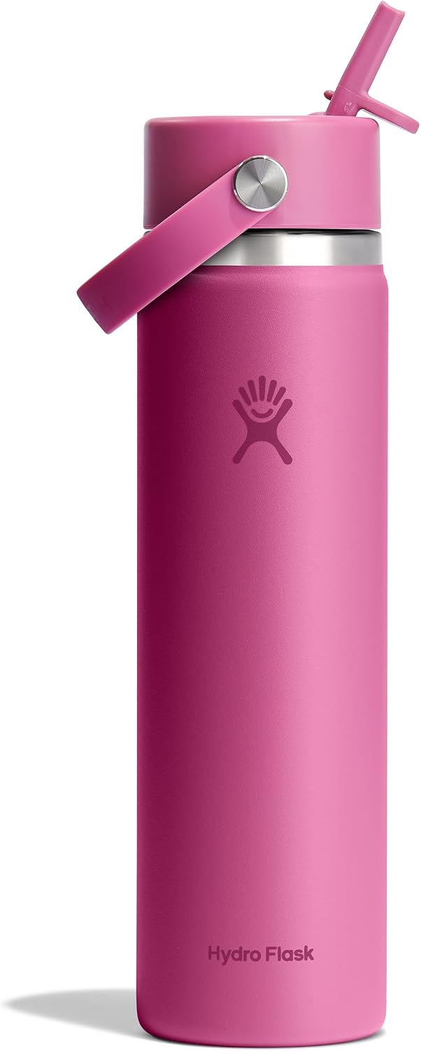 Hydro Flask Water Bottle - Insulated Stainless Steel - Wide Mouth Flex Straw Lid, Non Spill, Leakproof and Refillable in 40 Oz Aloe Green