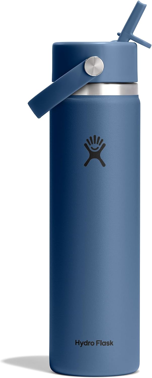 Hydro Flask Water Bottle - Insulated Stainless Steel - Wide Mouth Flex Straw Lid, Non Spill, Leakproof and Refillable in 40 Oz Aloe Green