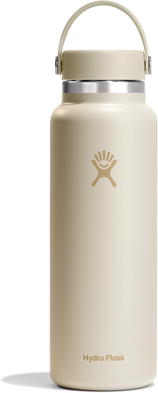 Hydro Flask Water Bottle - Insulated Stainless Steel - Wide Mouth Flex Lid, Non Spill, Leakproof and Refillable in 32 Oz Black