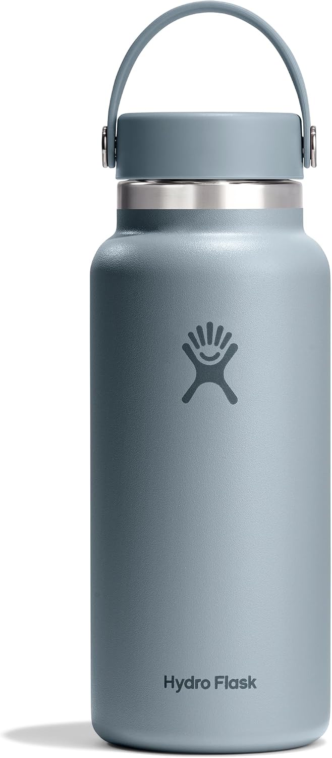 Hydro Flask Water Bottle - Insulated Stainless Steel - Wide Mouth Flex Lid, Non Spill, Leakproof and Refillable in 32 Oz Black