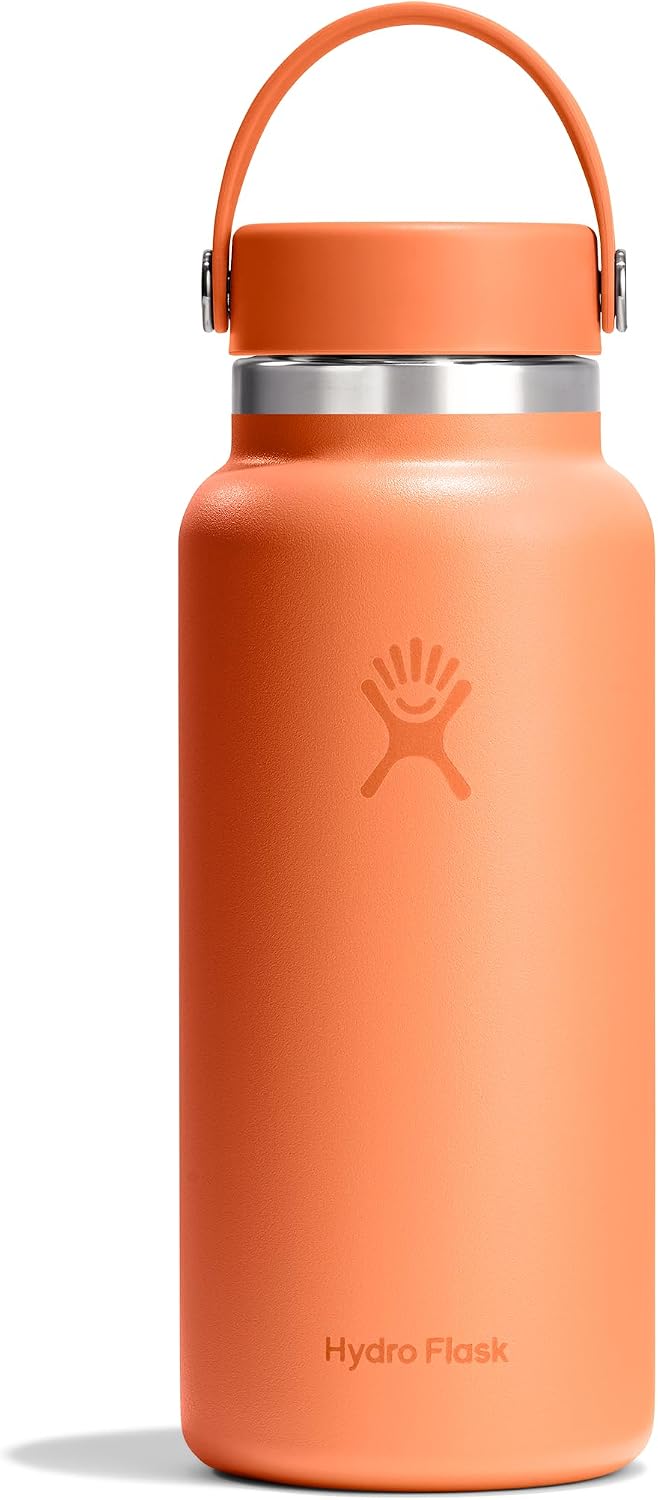 Hydro Flask Water Bottle - Insulated Stainless Steel - Wide Mouth Flex Lid, Non Spill, Leakproof and Refillable in 32 Oz Black