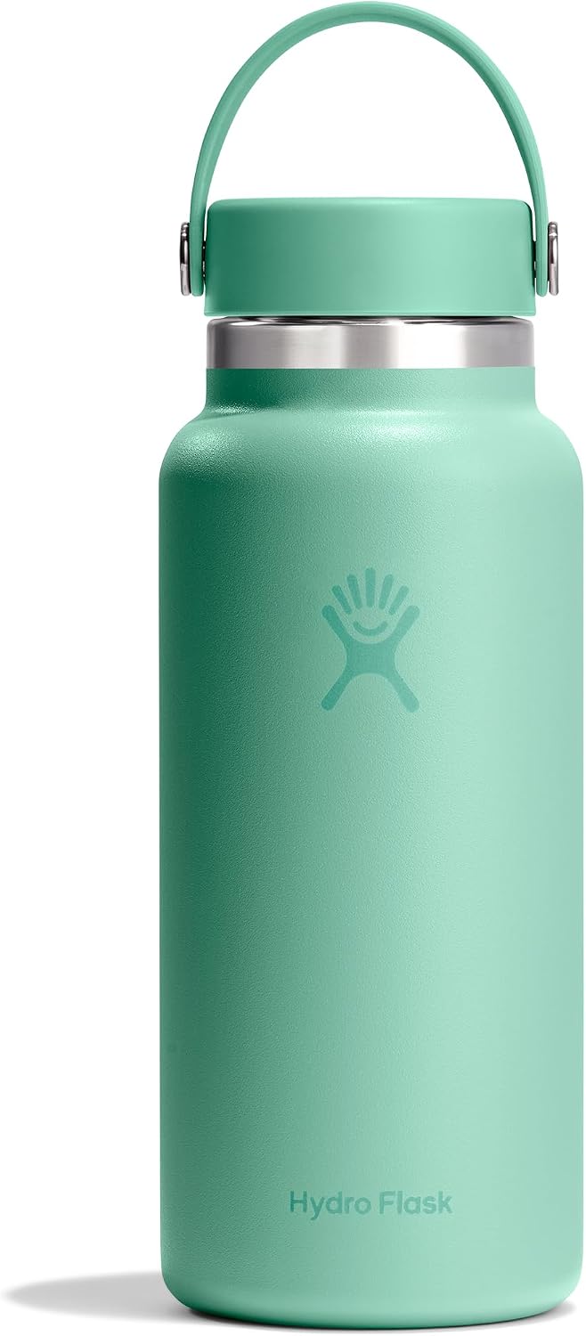 Hydro Flask Water Bottle - Insulated Stainless Steel - Wide Mouth Flex Lid, Non Spill, Leakproof and Refillable in 32 Oz Black