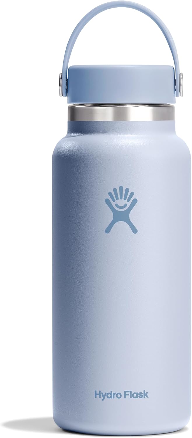 Hydro Flask Water Bottle - Insulated Stainless Steel - Wide Mouth Flex Lid, Non Spill, Leakproof and Refillable in 32 Oz Black