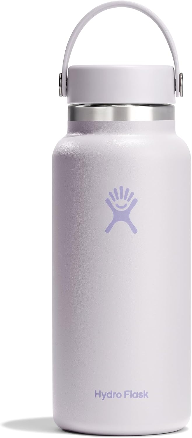 Hydro Flask Water Bottle - Insulated Stainless Steel - Wide Mouth Flex Lid, Non Spill, Leakproof and Refillable in 32 Oz Black
