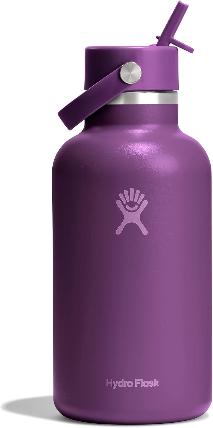 Hydro Flask Water Bottle - Insulated Stainless Steel - Wide Mouth Flex Straw Lid, Non Spill, Leakproof and Refillable in 40 Oz Aloe Green