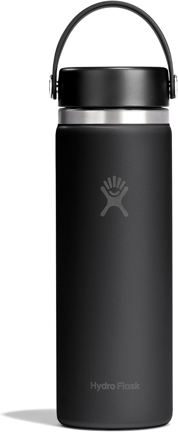 Hydro Flask Water Bottle - Insulated Stainless Steel - Wide Mouth Flex Lid, Non Spill, Leakproof and Refillable in 32 Oz Black