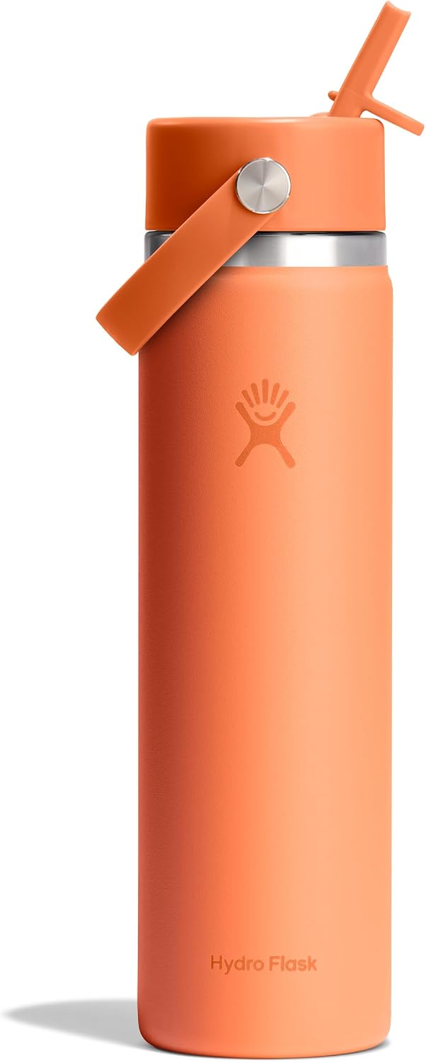 Hydro Flask Water Bottle - Insulated Stainless Steel - Wide Mouth Flex Straw Lid, Non Spill, Leakproof and Refillable in 40 Oz Aloe Green