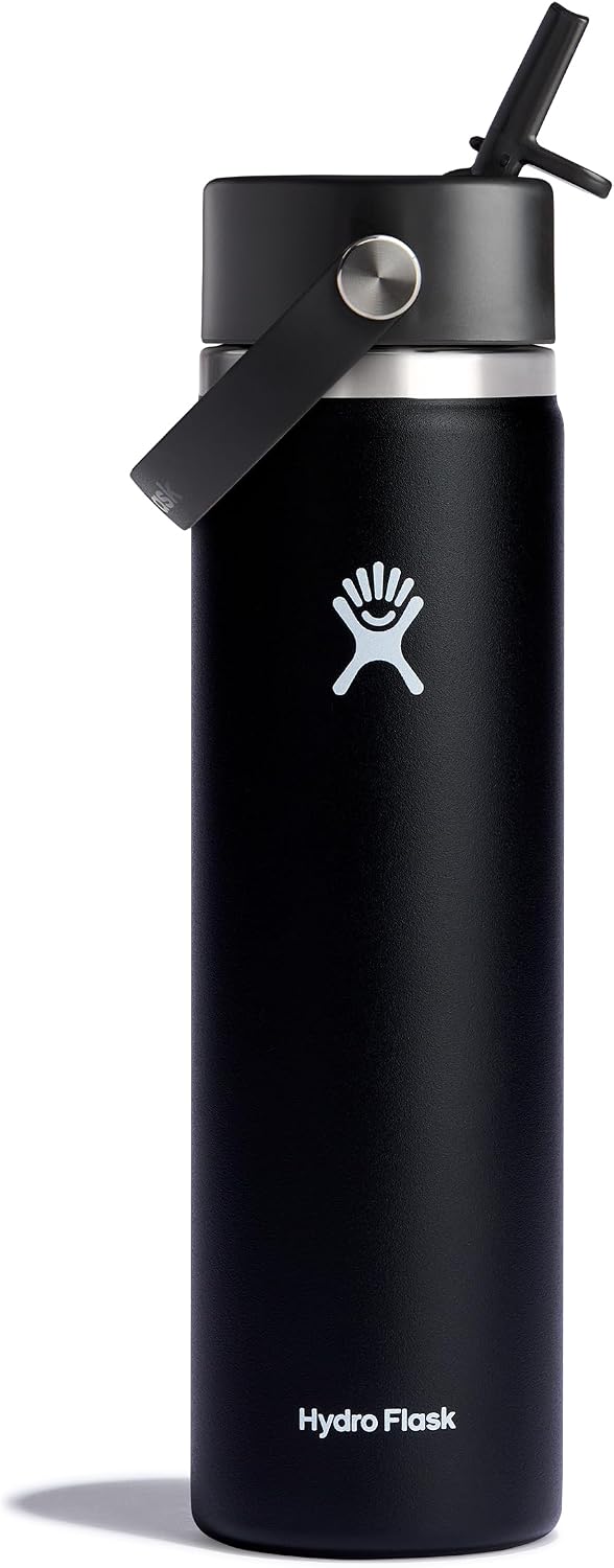 Hydro Flask Water Bottle - Insulated Stainless Steel - Wide Mouth Flex Straw Lid, Non Spill, Leakproof and Refillable in 40 Oz Aloe Green