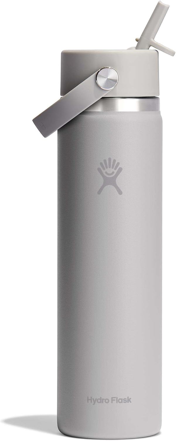 Hydro Flask Water Bottle - Insulated Stainless Steel - Wide Mouth Flex Straw Lid, Non Spill, Leakproof and Refillable in 40 Oz Aloe Green