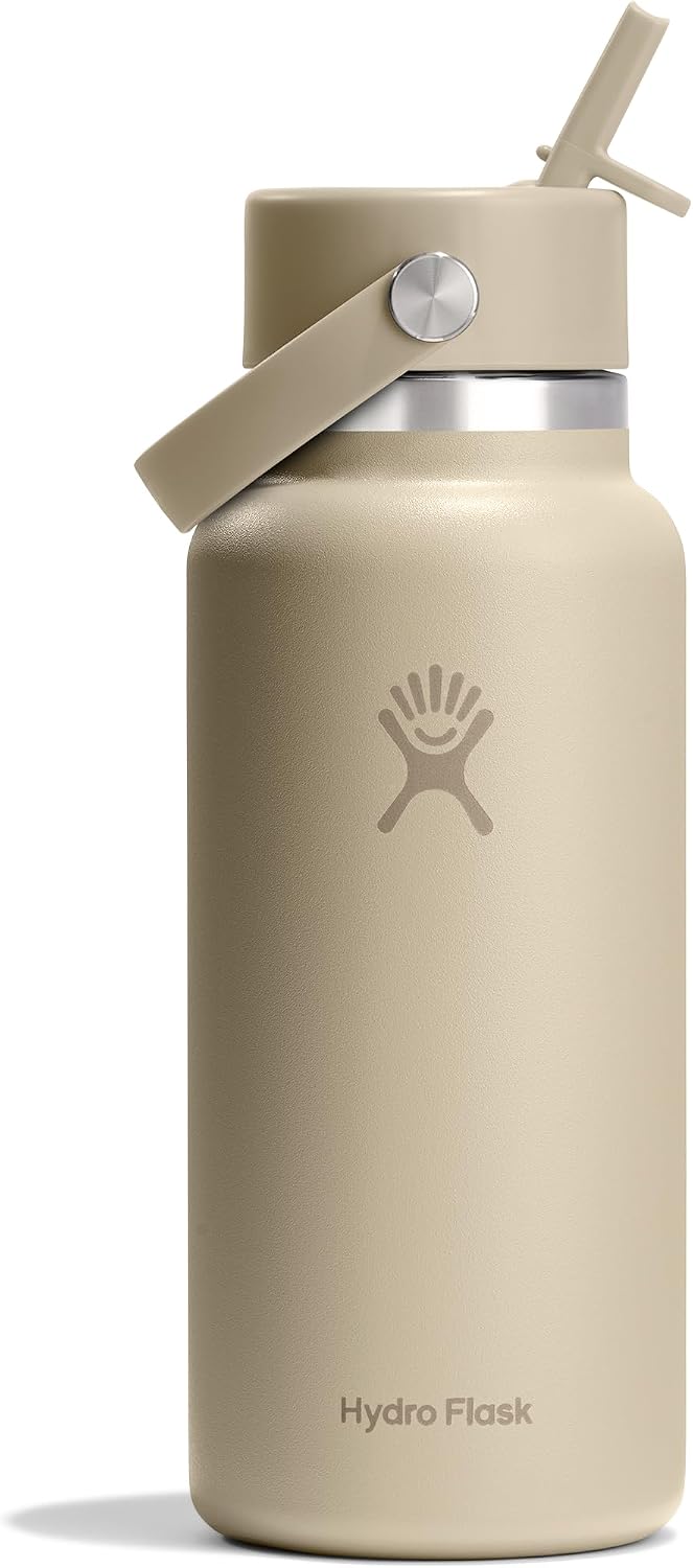 Hydro Flask Water Bottle - Insulated Stainless Steel - Wide Mouth Flex Straw Lid, Non Spill, Leakproof and Refillable in 40 Oz Aloe Green
