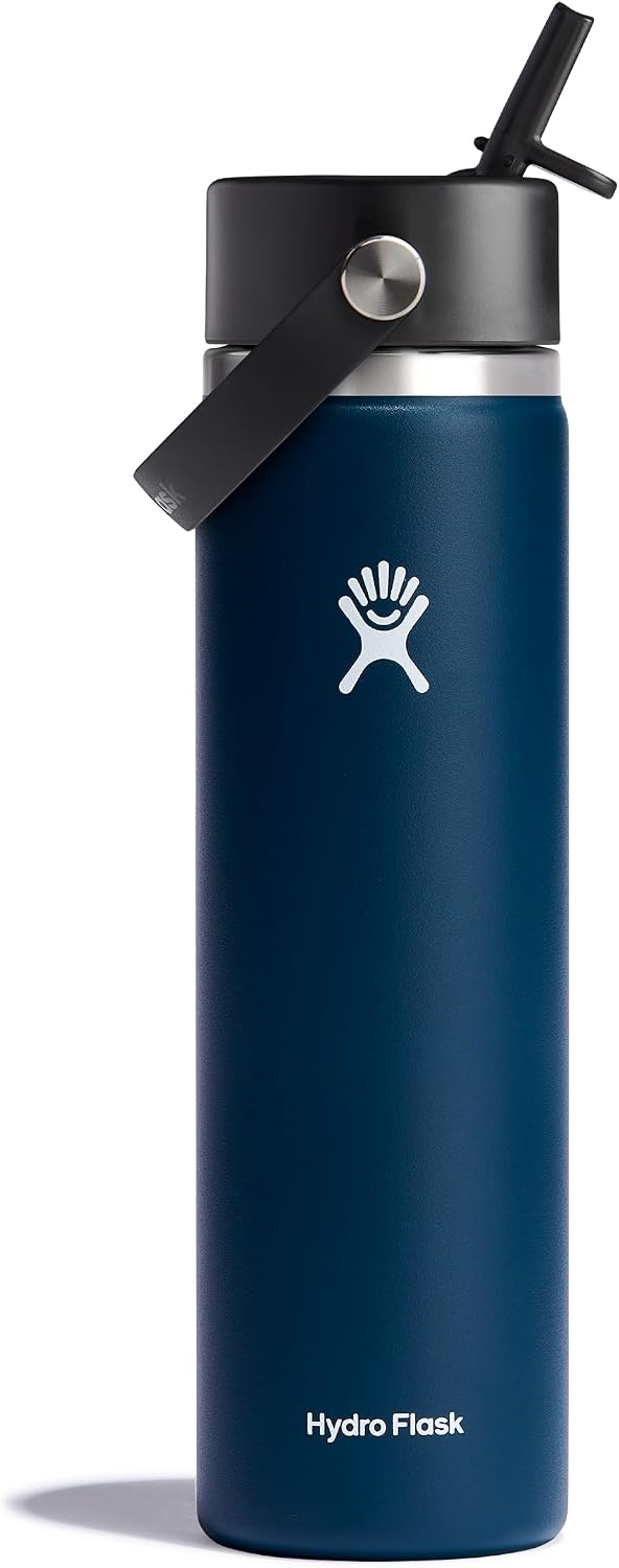 Hydro Flask Water Bottle - Insulated Stainless Steel - Wide Mouth Flex Straw Lid, Non Spill, Leakproof and Refillable in 40 Oz Aloe Green