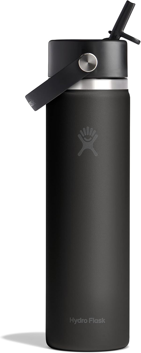 Hydro Flask Water Bottle - Insulated Stainless Steel - Wide Mouth Flex Straw Lid, Non Spill, Leakproof and Refillable in 40 Oz Aloe Green