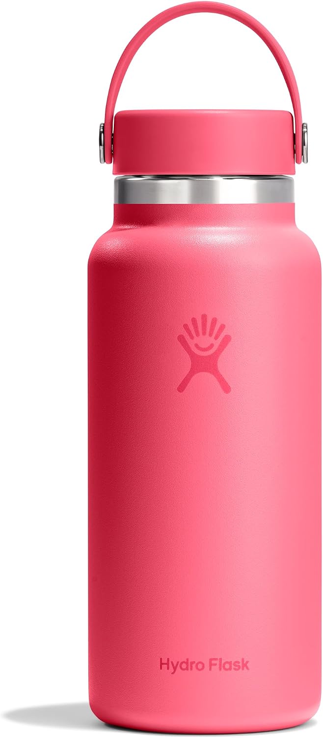 Hydro Flask Water Bottle - Insulated Stainless Steel - Wide Mouth Flex Lid, Non Spill, Leakproof and Refillable in 32 Oz Black