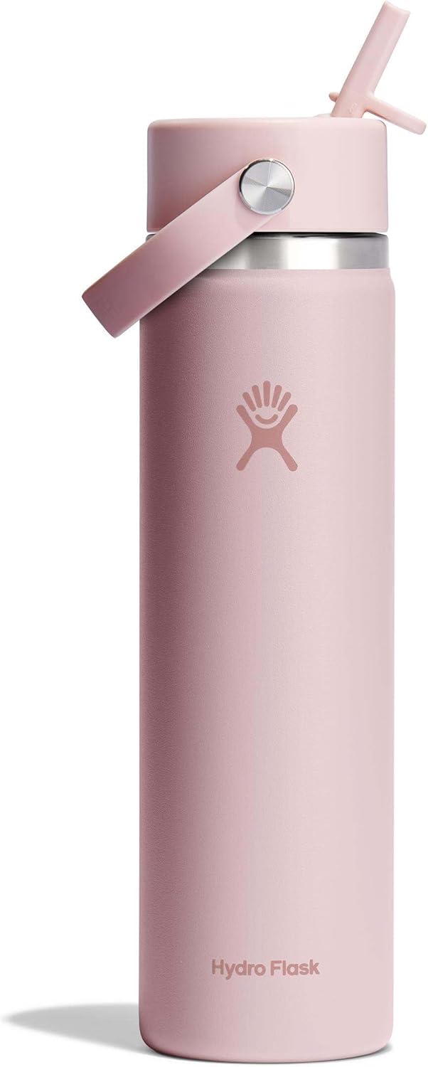 Hydro Flask Water Bottle - Insulated Stainless Steel - Wide Mouth Flex Straw Lid, Non Spill, Leakproof and Refillable in 40 Oz Aloe Green