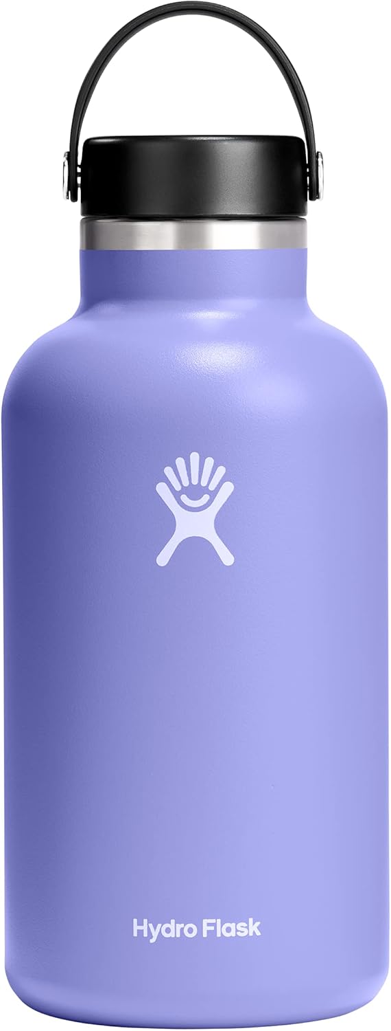 Hydro Flask Water Bottle - Insulated Stainless Steel - Wide Mouth Flex Lid, Non Spill, Leakproof and Refillable in 32 Oz Black