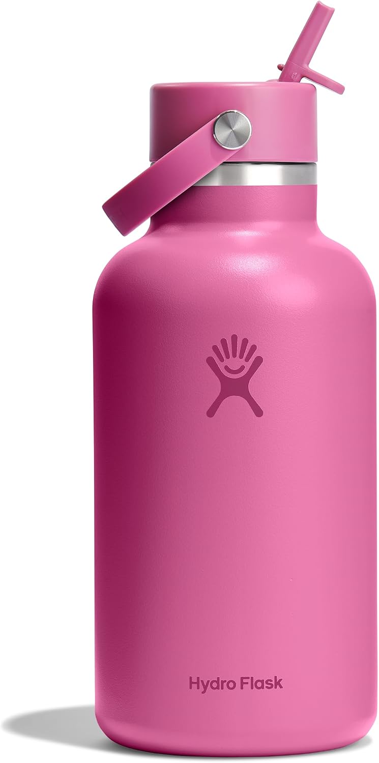 Hydro Flask Water Bottle - Insulated Stainless Steel - Wide Mouth Flex Straw Lid, Non Spill, Leakproof and Refillable in 40 Oz Aloe Green