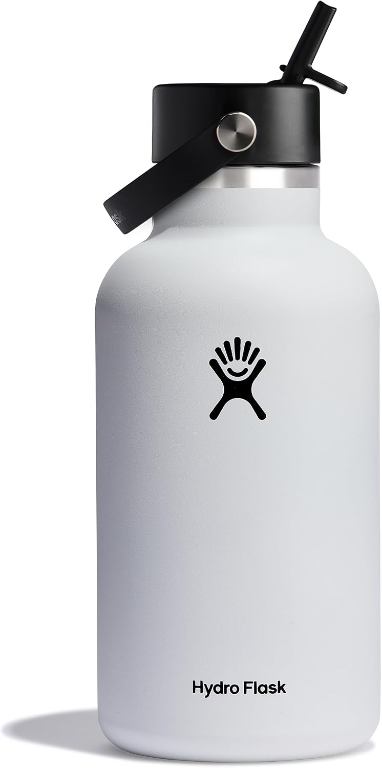 Hydro Flask Water Bottle - Insulated Stainless Steel - Wide Mouth Flex Straw Lid, Non Spill, Leakproof and Refillable in 40 Oz Aloe Green