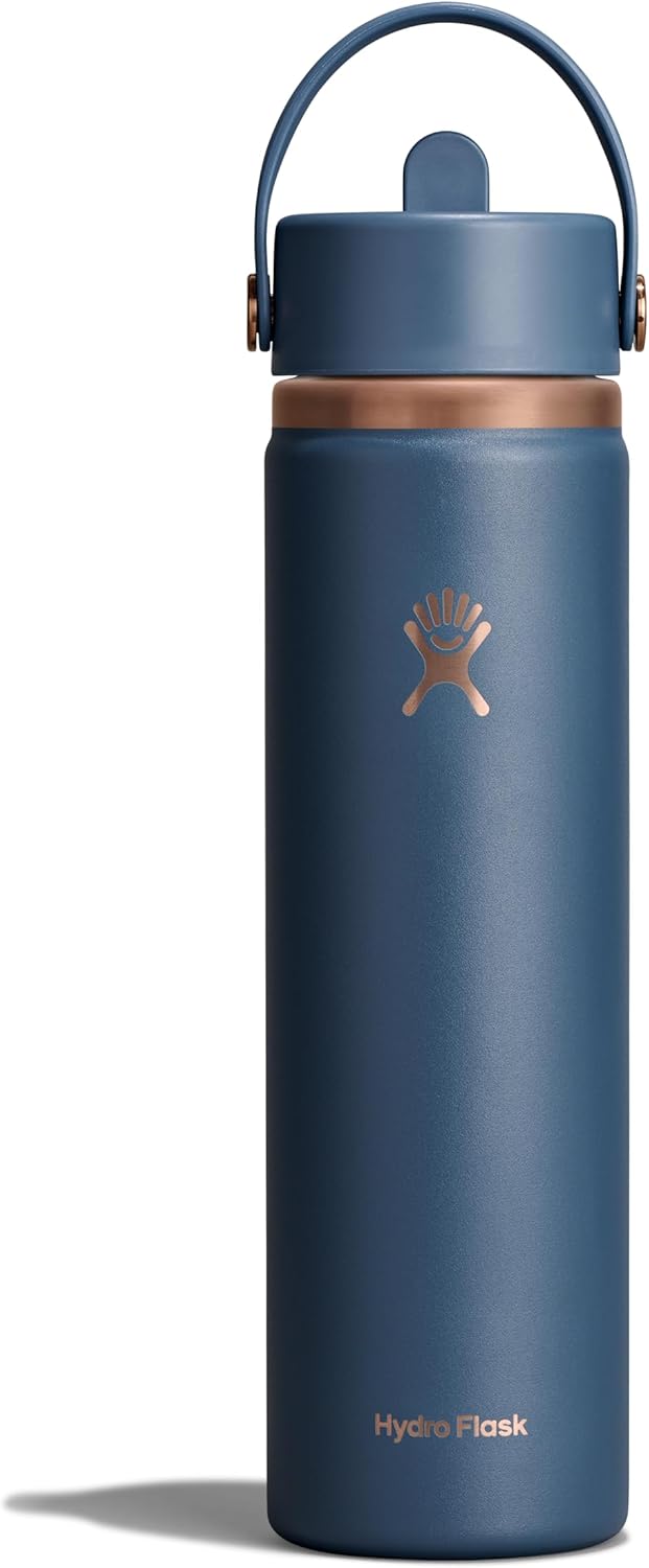 Hydro Flask Water Bottle - Insulated Stainless Steel - Wide Mouth Flex Straw Lid, Non Spill, Leakproof and Refillable in 40 Oz Aloe Green