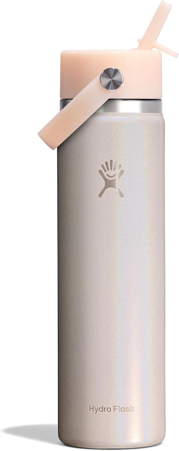 Hydro Flask Water Bottle - Insulated Stainless Steel - Wide Mouth Flex Straw Lid, Non Spill, Leakproof and Refillable in 40 Oz Aloe Green