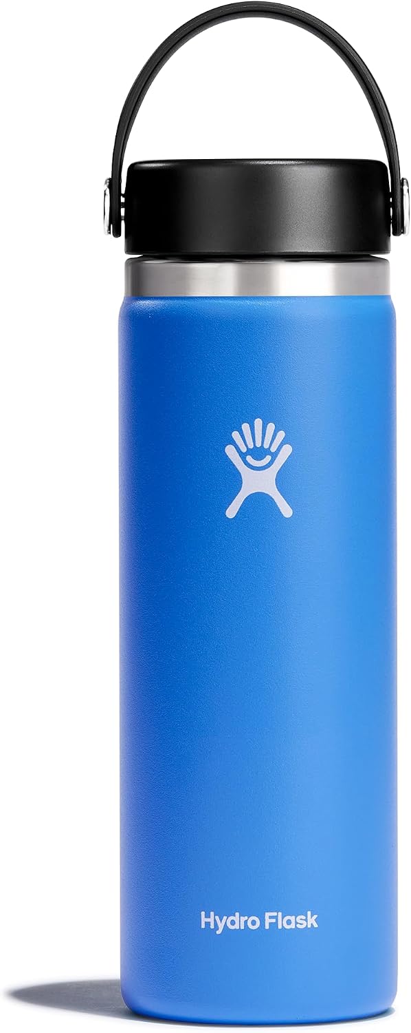 Hydro Flask Water Bottle - Insulated Stainless Steel - Wide Mouth Flex Lid, Non Spill, Leakproof and Refillable in 32 Oz Black