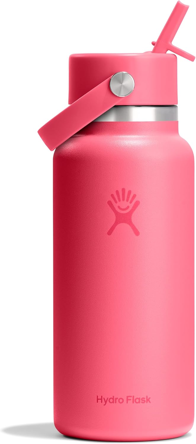 Hydro Flask Water Bottle - Insulated Stainless Steel - Wide Mouth Flex Straw Lid, Non Spill, Leakproof and Refillable in 40 Oz Aloe Green